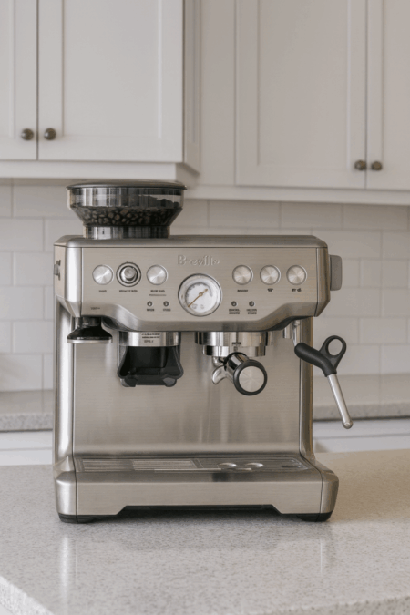 Breville Barista Express BES870XL espresso machine with built-in grinder