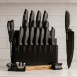 Home Hero Kitchen Knife Set with acrylic block on modern kitchen countertop