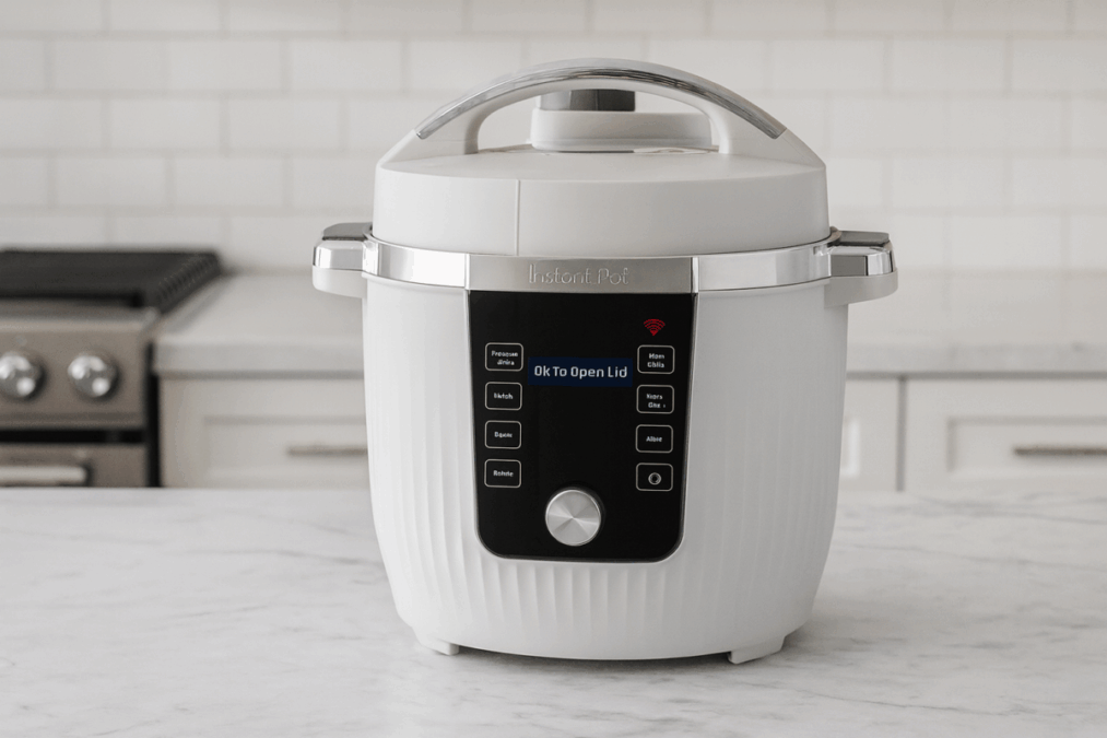 Instant Pot PRO Max Wi-Fi Smart 10-in-1 Pressure Cooker on a modern kitchen countertop