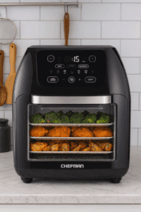 CHEFMAN Multifunctional Digital Air Fryer with Rotisserie on kitchen countertop