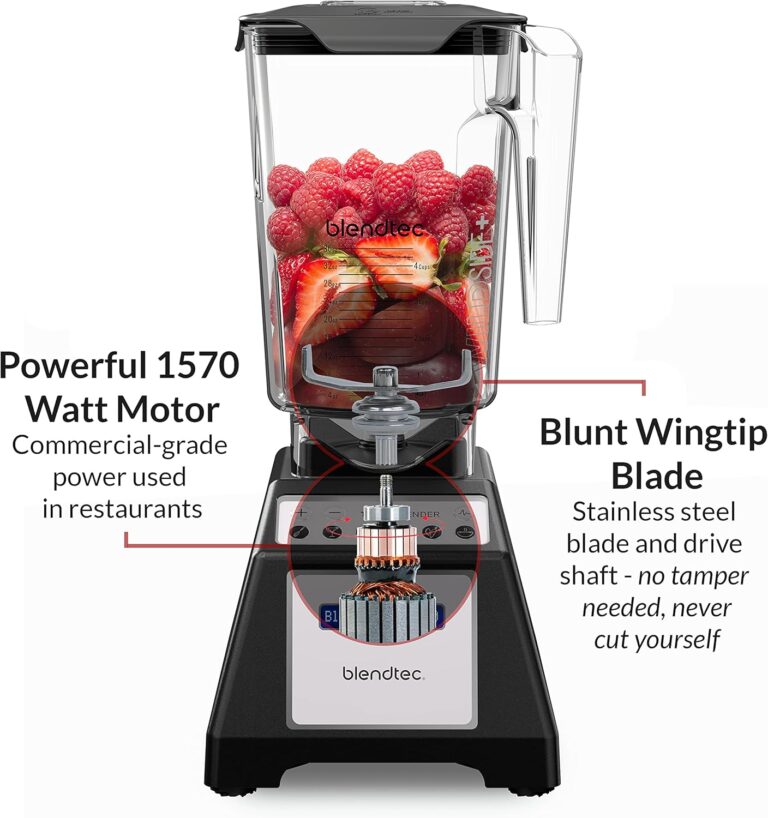 Blendtec Total Classic blender with powerful 1570-watt motor and blunt wingtip blade