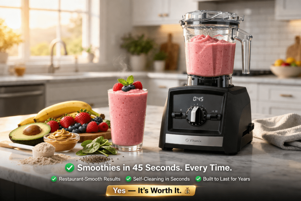 Vitamix A2500 in clean bright kitchen representing premium investment