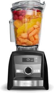 Vitamix A3300 blender with fresh ingredients, showcasing the front view.
