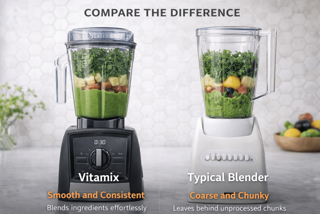 Vitamix vs Ninja blender comparison showing build and design differences