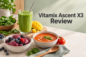 Vitamix Ascent X3 review with smoothie, frozen dessert and soup