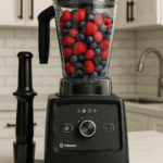 Vitamix Ascent X4 blender on kitchen countertop with berry-filled container