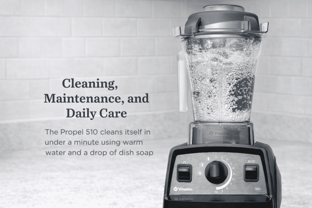 Vitamix Propel 510 self cleaning with soap and water inside container