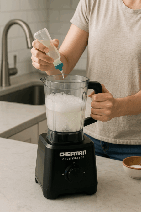 Chefman Obliterator Blender jar, blade assembly, gasket seal, and motor vent cleaning process