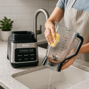 Cleaning the Ninja BN701 blender pitcher after making a smoothie