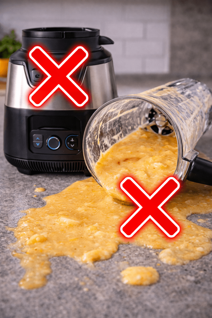 broken blender leaking smoothie with damaged base showing signs it is time to replace your blender