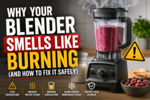 Blender overheating with smoke coming from smoothie blender during frozen fruit blending and motor strain troubleshooting